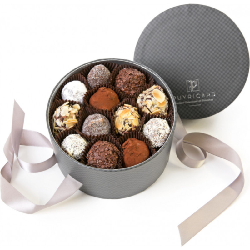 Boîte Chapeau de 280g de truffes en chocolat - Chocolaterie de Puyr