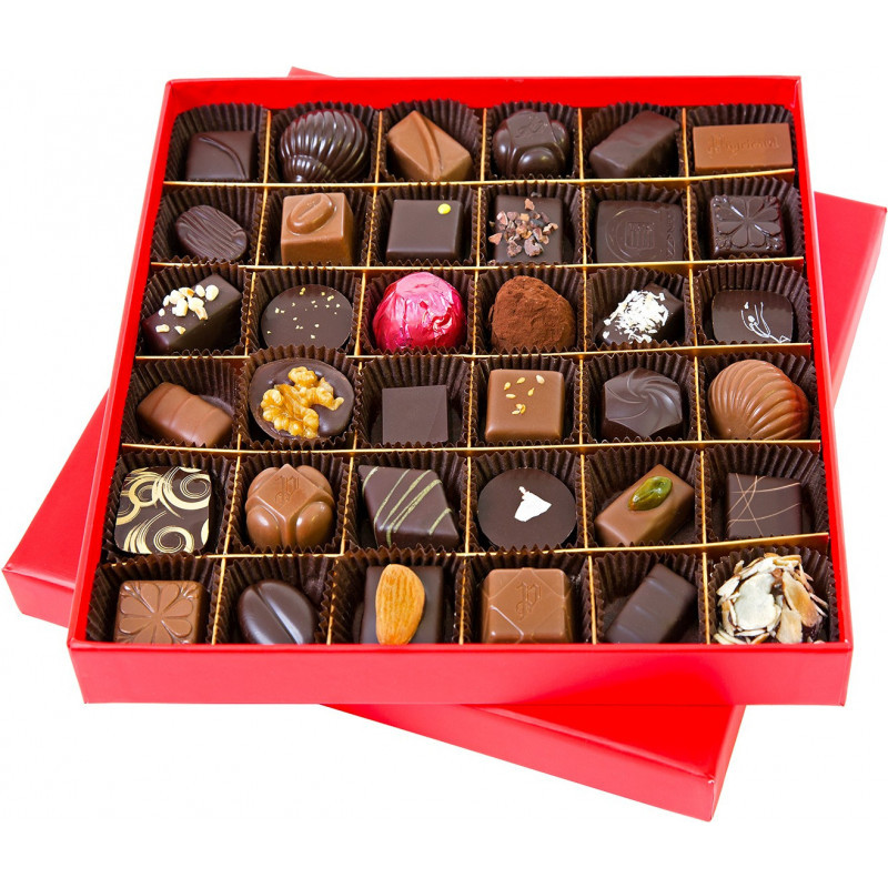 Boîte Rouge Fluo 260g de chocolats - Chocolaterie de Puyricard