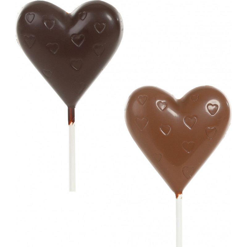 Sucette coeur en chocolat 20g - chocolaterie de Puyricard