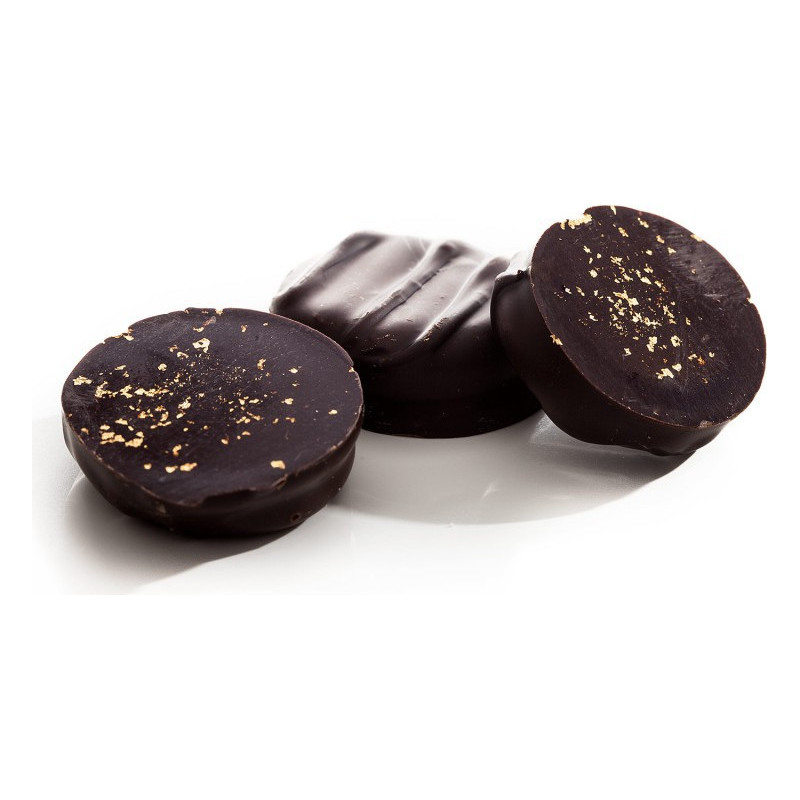 Réglette de chocolats noirs palets d'or - chocolaterie de Puyricard